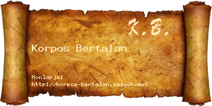 Korpos Bertalan névjegykártya