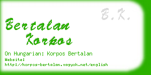 bertalan korpos business card